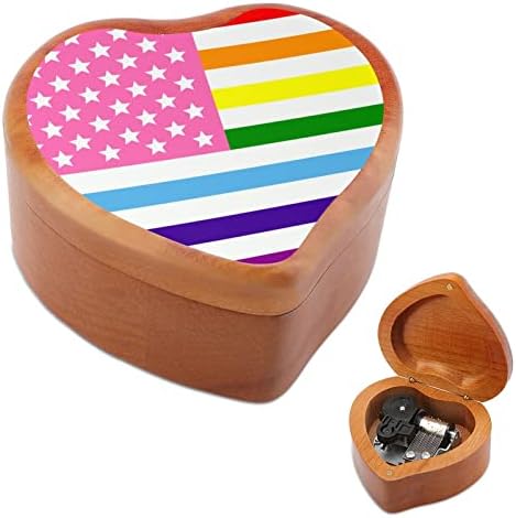 LGBT Gay Pride USA zastava ClockWork Music Box Vintage Drveni glazbeni box igračke na poklonima