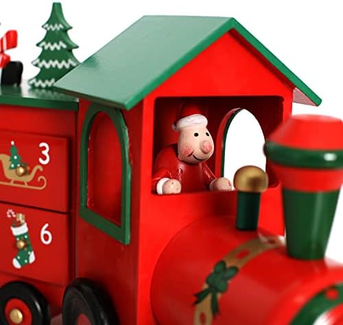 PIONEER-napor Božić drveni Advent Kalendar voz sa 24 ladice za odrasle djecu Božić odbrojavanje ukras 24