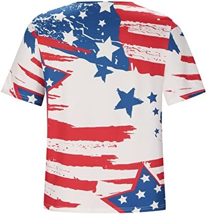 Plus size Ljeto Američki zastava za žene Classic V rect Thirts kratki rukav Slatka patriotska vrhova bluza
