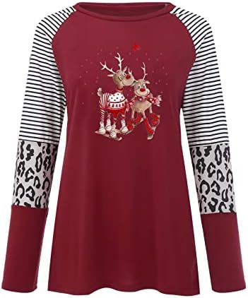 Božićne košulje Funny Slatki Xmas Leopard Striped Skine za veleru za dugih rukava Par Majica Kućni