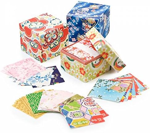 Japanski papir o origamima Zen - Veliki kutija - 200 kvalitetnih prašinih listova - 5,7cm sa tradicionalnim