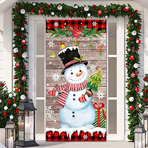 Tiamon Božićna snjegovina namotani ukras Xmas Wood Grain Snjegović zimski pahuljica Backdrop Snjegović vrata