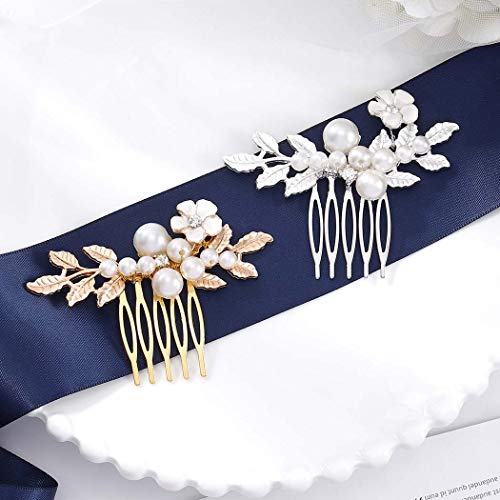 deladola Bridal Wedding češljevi za kosu Zlatni listovi češljevi cvijet Bride Pearl Hair Accessories