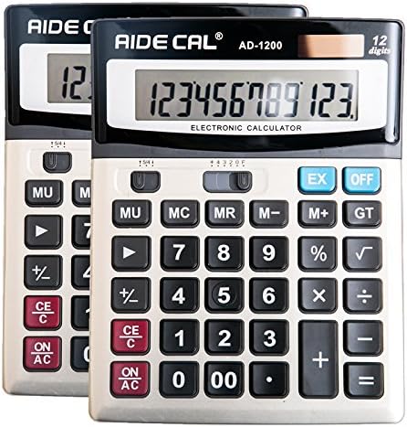 AIDECAL AD-1200 12Digits Basic Kalkulator, kalkulator stola, solarna energija i baterija Dvostruki
