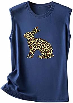 Ženske slatke zečje grafičke rezervoare Top Crewneck Leopard Print Tee Casual Summer Mahune bez rukava