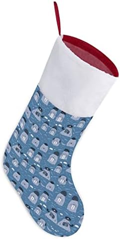 Cartoon Walrus Božićne čarape Xmas Tree Kamin Viseći čarape sa kratkim ukrasom plišanog manžetne za kućnu praznicu