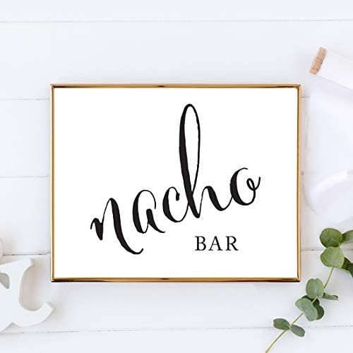 Andaz Press znakovi za svadbene zabave, formalni crno-bijeli Print, 8, 5x11 inča, Nacho Bar znak za desertni
