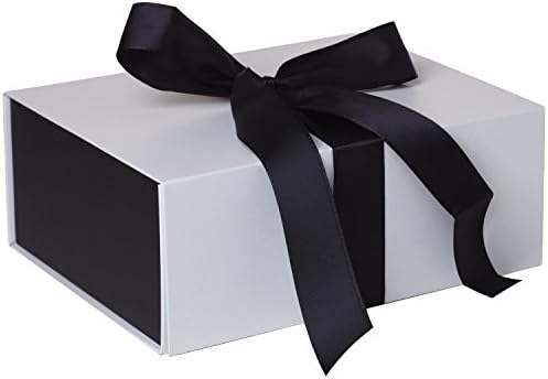 Jillson Roberts 36-Count srednje trake-kravate poklon kutije, bijela mat sa crnom trakom