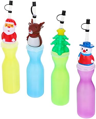 Doitool 4pcs boce boce sa santa sa snjegovinskim uzorkom Xmas Tree uzorci slamne vode s slamom božićne bag punilo