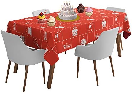 Sretna rođendana plastična partija za pravokutni stol - rođendanska torta, baloni, svijeće, poklon