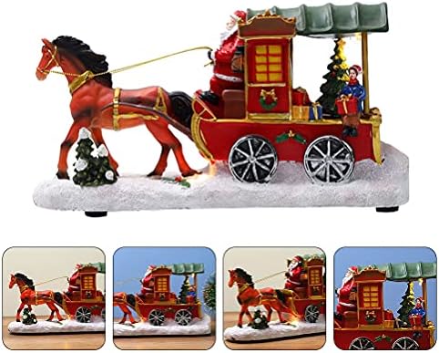 GALPADA Božić dekoracije 1pc Božić smola Carriage Craft Desktop Ornament svjetlosni Božić ukras