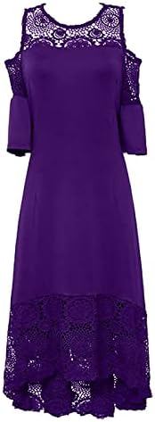 Plus veličina haljine za žene hladne rame s kratkim rukavima duga haljina modna čipkave spajanje ruffle