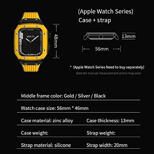 Ekins Legurna futrola za Apple Watch serija 8 7 6 5 4 SE 45mm 42mm 44mm Luksuzna metalna gumena od nehrđajućeg