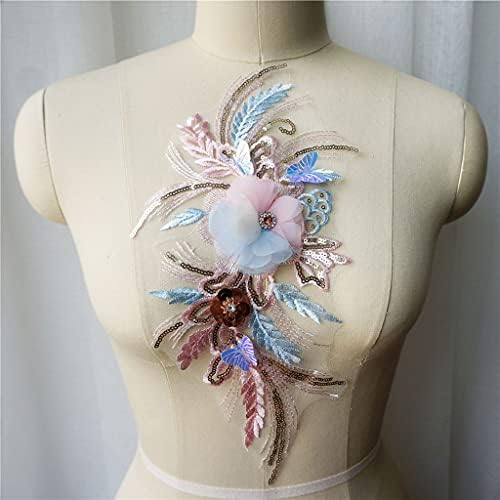 Zyzmh Pink Blue 3D cvijeće čipke tkanine Sequin Tassel perle vezene haljine pričvršćene kovrče