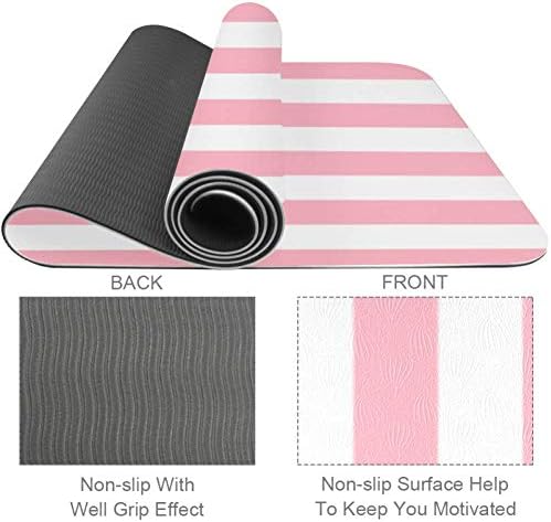 DJROW Yoga Mat Stripes Streaks Line White Pink Natural Pilates Vježba Mat Eco Friendly Gym mat Thickness 1/4