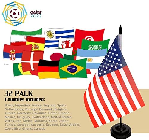 ZXVZYT Soccer Svjetskog kupa 32 države Desk zastava Mali Mini 2022 Qatar Fudbalski kup nogometne
