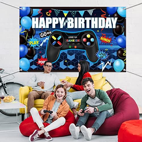 Video igra Happy Birthday Backdrop igra na rođendanskoj zabavi Backdrop Banner level up Gaming Tema Party
