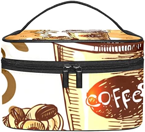 Yoyoamoy Travelna torba sa odjeljkom, Cupcake za kavu Doručak Sketch Veliki kozmetički slučaj Personalizirano