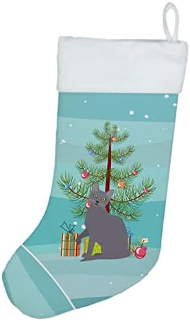 Caroline's bysures CK4773CS Korat Cat sretan božićni božićni čarapa, kamin Viseće čarape Božićna sezona