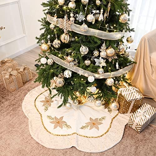 Valery Madelyn White Gold Božićni ukras Božićni paket 40ct Božićna kugla ukrasi + 48 inčna suknja