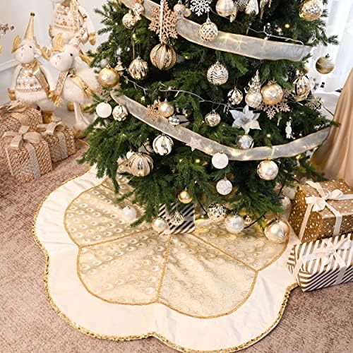Valery Madelyn White Gold Božićni ukras Božićni paket 16ct Božićna kugla ukrasi + 48 inčna suknja za božićne