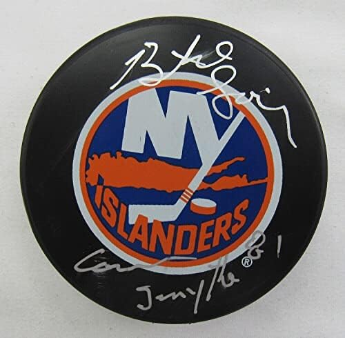Butch Goring potpisao Autograph Islanders Logo Hockey Puck w / Conn Smythe Ins - autographed NHL Pucks