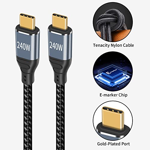 Poyiccot 240W USB C kabl, 9,8ft Novi najlon pleteni USB C do USB C kabela, PD 3.1 USB C punjač za igre za igranje