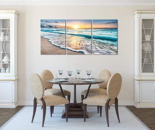 Wieco Art 3 paneli plava plaža Sunrise bijeli talas slike na platnu zid Umjetnost moderna rastegnuta