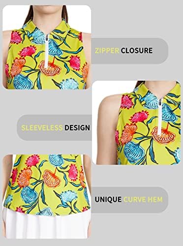 Lastfor1 ženska golf košulja bez rukava od pulove na pola zip cvjetne teniske polo majice vlage