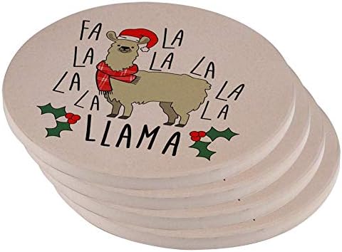 Old Glory Božić FA La Llama Set od 4 okrugla podmetača od pješčenjaka Multi standardna jedna
