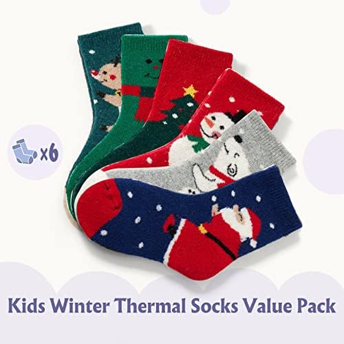 Qterdiz dječaci vunene čarape Dječje debele zime tople čarape Termalne čarape za posade za dječake Space