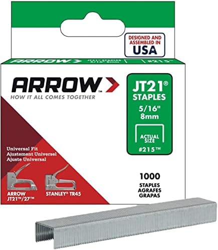 Arrow Pričvršćivač 215 Originalni JT21 / T27 5/16-inčni spajalice, 1,000 paketa