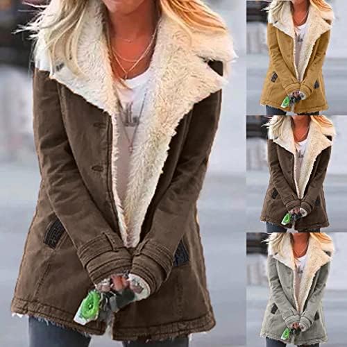 NLOMoct kaputi za žene Dressy, Ženska zimska topla čvrsta dugih rukava Fuzzy fleece jakne plus veličina