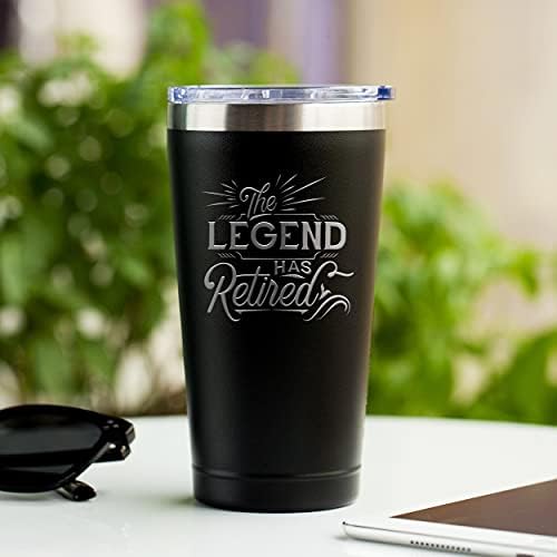 Legenda je penzionisana Bundle-16 Oz Crna čaša od nerđajućeg čelika sa poklopcem i 16 Oz čaša za pivo