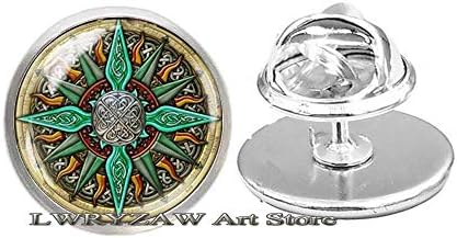 Celtic Compass pin, Compass Brooch, Nakit za kompas, Compass Charm, Celtic Broo, Muške Necklace,