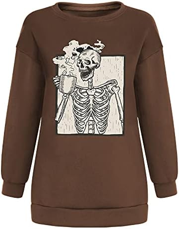 Meladyan Halloween loll grafički ispis runa prevelika dukserica Crewneck Dugi rukav pulover za ramena