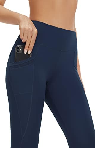 Afitne ženske visokog struka mrežice joge sa bočnim džepovima, temmske kontrole treneričke hlače otporne
