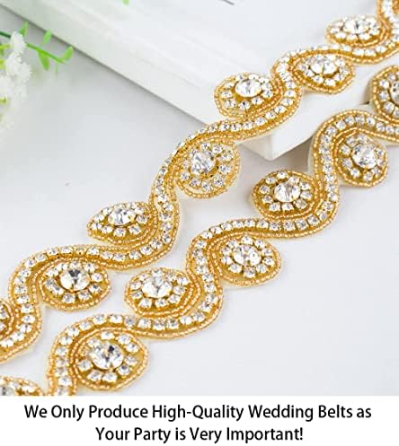 Shidianyi Wedding Sash Belt Gold Rhinestone Belt Trim Pearl Vjenčani remen morska haljina ručno rađena