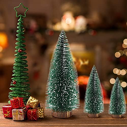 Minijaturna božićna stablo Mini bor Božićno stablo Lažni drveće sa drvenim osnovama za Xmas