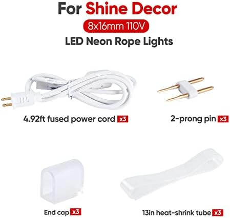 Shine Decor Bundle proizvodi paketa kablova za napajanje sa zelenim 20m / 65.6 ft LED neonskim svjetlima