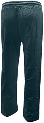 Kcjgikpok Plus Size lanene pantalone, čvrstog elastičnog struka sa širokim nogama na vezicama lanene pantalone
