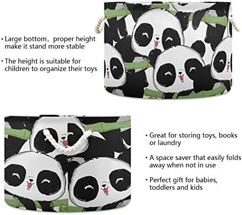 Velika košarica za igračke Panda slatka šumska životinja okrugla pokrivač košara za bablu rublje zabrinjavanje