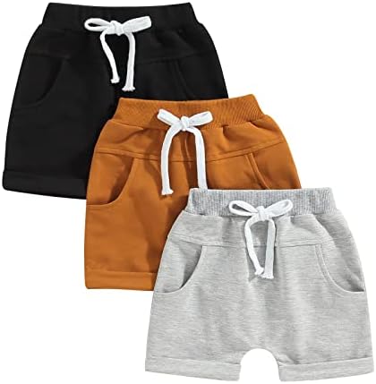Bagilaanoe Toddler Boy 3 Pakovske kratke hlače Postavite Ležerne prilike kratkog kratkih kratkih hlača