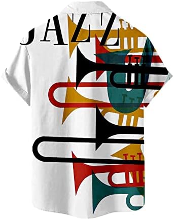 ZDDO mens casual gumb niz košulje s kratkim rukavima Ljetna plaža Regular-Fit Vintage Jazz Music Print