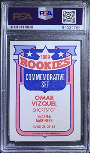 Omar Vizquel Auto kartica 1990.Pomovi 28 MLB Seattle Mariners PSA kapsulirani RC
