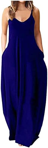 Narhbrg 2023 Žene Solid Maxi haljina Ljeto Lose Dresse Maxi haljine za džepove Juniors Camisole duga haljina