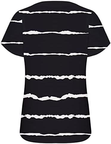 Ženski kvadratni vrhovi vrata prugaste kratkih rukava Tunika tunike Ležerne majica za zabavu Lagana prugasta