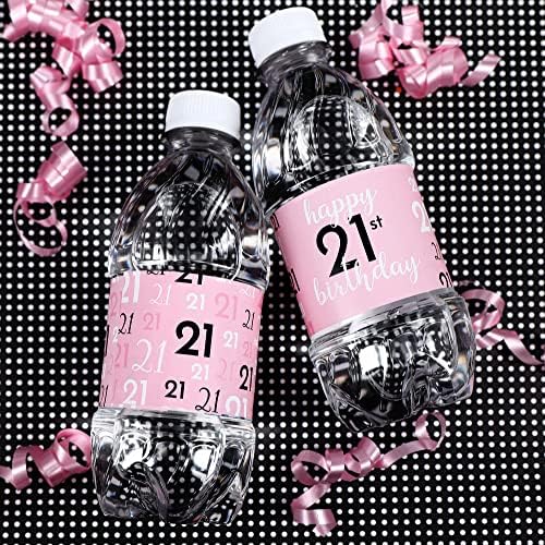 Disticts ružičaste, crne i bijele boce za boce za bocu za vodu - 24 vodootporne zavijanje - Chic Rođendanska