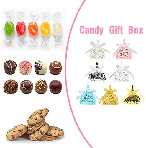 Ikasefu 50pcs Party Favorit Boxes Comping Candy Box cvjetni šuplji kolačić Poklon kutije slatka čokoladna kutija