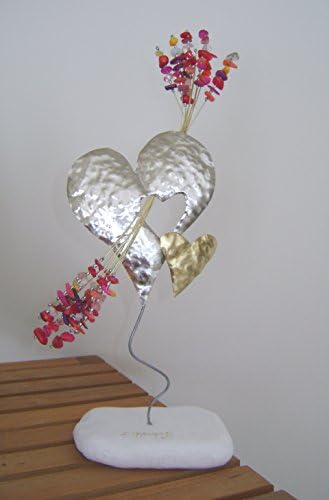 Ljubavno srce, ručno rađeni bronzani metalni ukras za stol, visina 30cm